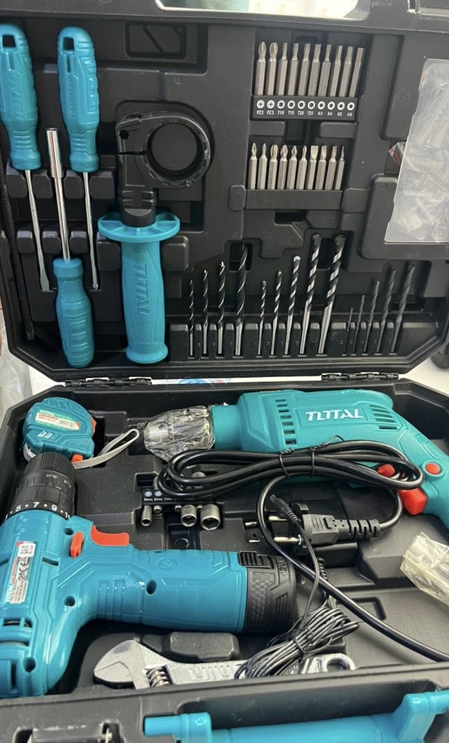 ست دریل شارژی و برقی ۱۱۹ پارچ توتال