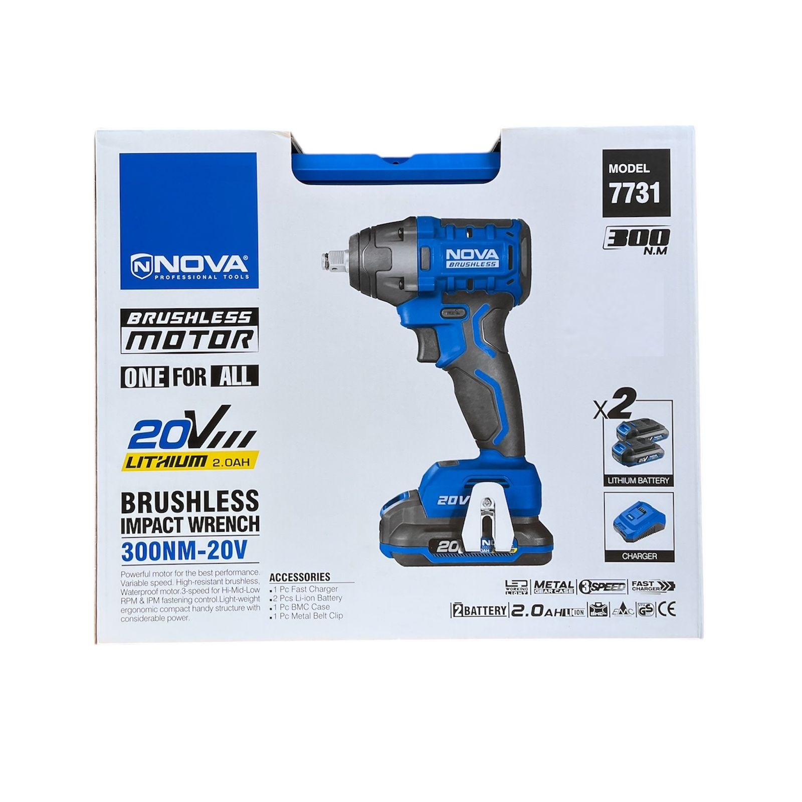 بکس شارژی نووا مدل 7731 ۲۰ ولت براشلس ضربه‌ای سه سرعته